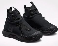 Black Slip-resistant Waterproof Boots For Streetwear, Functional Black Boots For Outdoor Work, Black Weatherproof Sneakers For Streetwear, Converse Boots For Outdoor Winter Use, Converse Low-top Outdoor Boots, Black Converse Sneakers For Outdoor, Black Urban Waterproof Boots For Outdoor, Urban Style Black Waterproof Boots For Outdoor, Sporty Converse Sneakers For Hiking