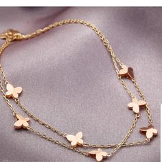 14k Solid Gold Chain / Rose Gold Butterfly Bracelet. 7 Inch Brand New!!! 14k Rose Gold Tarnish Resistant Bracelets, Rose Gold 14k Tarnish Resistant Bracelets, Dainty Rose Gold Bracelet For Gift, Rose Gold Tarnish Resistant 14k Gold Bracelets, Rose Gold Tarnish Resistant Bracelet, Rose Gold Plated Bracelets With Adjustable Chain, Rose Gold Plated Bracelet With Adjustable Chain, Rose Gold Plated Bracelets In Fine Jewelry Style, Rose Gold Plated Gold Bracelet, Tarnish Resistant