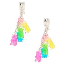 Claire's 1" Rainbow Gummy Bear Clip On Drop Earrings Rainbow Gummy Bears, Emo Earrings, Unicorn Ears, Wedding Canvas, Fake Earrings, Dream List, Magnetic Earrings, Earrings For Girls, Activity Table