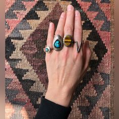 A Truly Stunning Vintage Piece! One Of My Favorites, But I Just Haven’t Been Wearing Rings Much These Days 1970s Tiger’s Eye/Cat’s Eye Tourmaline And Sterling Silver Ring. Marked 925. 1” Tall X 3/4” Wide Size 7 Wearing Rings, How To Wear Rings, Cat S, Ring Color, Brown Silver, My Favorites, Womens Jewelry Rings, Vintage Silver, Sterling Silver Ring