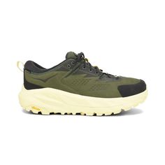 Hoka x END 'Kaha Low GTX' Sneakers - Men's 12 - Fashionably Yours Black Panelling, Cream Heels, Green Cream, Cream Lace, Green Lace, Sneaker Collection, Pull Tab, Gore Tex, Men's Collection