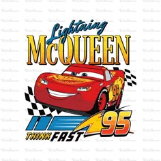 the cars logo for lightning and queen from disney's cars movie, featuring lightning