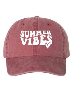 "Summer Vibes Heart Retro - Dad Hat Perfect For A Girl Trip! Also Available In Different Colors! HAT BRAND & MATERIAL: Mega Cap - Pigment Dyed Cotton Twill Cap - 7601A - 100% cotton pigment dyed twill - Unstructured, six-panel, low profile - Self-fabric sweatband and six sewn eyelets - Self-fabric strap with brass snap buckle and sewn grommet - Adult Sizing: 6 5/8\" - 7 3/8\" - Design is printed with premium vinyl Any questions, please message us before placing your order and we would be more th Summer Beach Trucker Baseball Cap, Trendy 5-panel Trucker Hat For Beach, Summer Beach Trucker Hat, 5-panel Design, Spring Beach Trucker Hat, 5-panel, Beach-style Trucker Hat With 5-panel Design, Heart Retro, Retro Hat, Girl Trip, Summer Cap