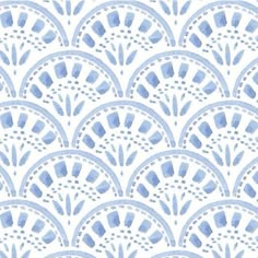 a blue and white watercolor fan pattern