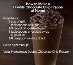 chocolate chip frappe at home recipe with instructions on how to make it in the microwave