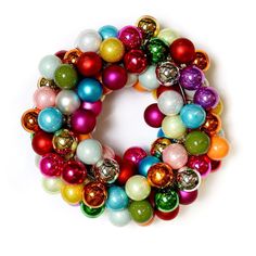 Merry and Bright Ball Wreath, Small - Nested Designs Glitterville Christmas, Bauble Wreath, Christmas Tree Skirts, Ball Wreath, Lemon Wreath, Christmas Topper, Holly Wreath, Balloon Arrangements, Hanging Stockings