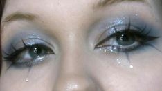 Blue Eyeshadow Halloween, Frosted Eyeshadow 90s, Dark Angel Makeup Looks Halloween, 80 Makeup And Hair, Dark Blue Makeup, Angelic Makeup, Makeup Ideas For Blue Eyes, Melanie Martinez Makeup, Makeup Blue Eyes