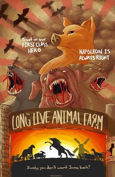 the poster for long live animal farm, which features an image of two animals with their mouths open