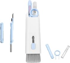 an electric toothbrush holder is shown with the tools needed for it to brush teeth