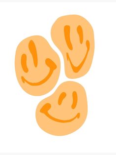 three smiley faces drawn in orange on a white background