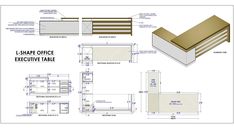 an architectural drawing of the shape and design of a table with measurements for each piece