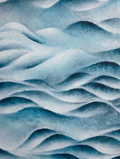 an abstract painting of wavy blue water