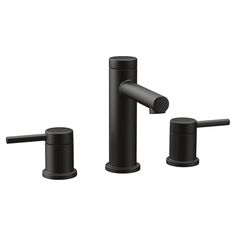 the black faucet is shown with two handles and one handle for each faucet