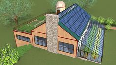 an artist's rendering of a house with solar panels on the roof and windows