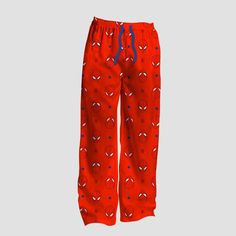 Create a cool, comfy look with the Men's Spider-Man Pajama Pants – Red. Made from midweight fabric for comfortable wear, these pajama pants are ideal for a relaxing day at home. Designed with standard fitting, adjustable front drawstring closure and full elastic waistband on the pajama pants offering a customizable fit. Mix and match with other sleepwear to create a variety of bedtime and loungewear looks. Fleece Pajama Pants, Mens Pajama Pants, Male Clothes, Stranger Things Dr, Dr Wardrobe, Things To Do When Bored, Target Clothes, Matching Family Pajamas, Fleece Pajamas