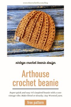 a crocheted beanie is shown with the text, antique crochet beanie pattern