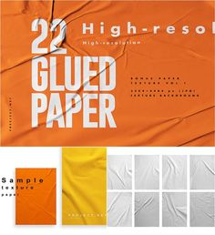 an orange and white paper with the words 22 high - resol on it's side