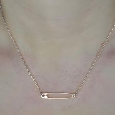 This is a Sterling Silver Safety Pin Necklace which is 17.50 inches(44.5 cm) long.The safety pin on the necklace is 1.18 inches(3 cm) long. The weight of the necklace is 3.4gr. Please leave a note  if you want diffirent length. I hallmark all the items.Here is some details of the item: Sterling Silver-Glossy finish-Hand made-925 Stamped The Sterling Silver Safety Pin Necklace is shipped in a really nice gift box. Here is some general information about Sterling Silver: Sterling silver is an alloy of silver which contains 92.5% by weight of silver and 7.5% by weight of other metals, usually copper. The sterling silver standard has a minimum millesimal fineness of 925.Fine pure silver 99% is too soft for producing functional jewelry items, therefore the silver is usually alloyed with copper t Safety Pin Necklace, Copper T, Girlfriend Necklace Gift, Girlfriend Necklace, Pin Necklace, Functional Jewelry, Necklace For Girlfriend, Jewelry Sterling Silver, General Information