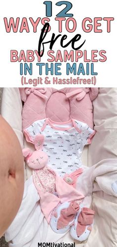 a baby in a car seat with the text 12 ways to get free baby samples in the mail