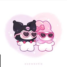 two cartoon animals with sunglasses on their heads