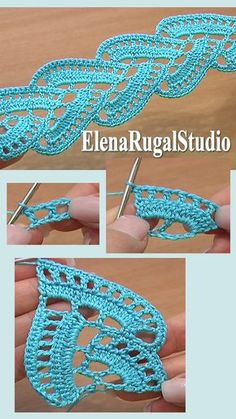 the crochet lace is being worked on