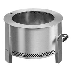 a stainless steel fire pit on a white background