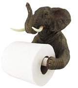 an elephant holding a roll of toilet paper