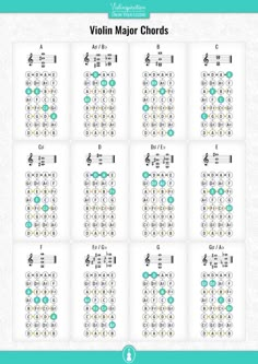 the violin major chords are arranged in rows