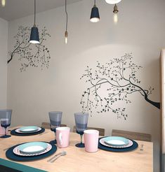 Wall Art Stencil - Birds On A Branch Wall Stencil - Original Floral Stencil - Natural Wall Stencil Nature, Tree Wall Stencils, Tree Stencil For Wall, Tree Branch Wall Art, Branch Wall Art, Stencil Patterns Templates, Stencil Wall Art, Tree Branch Wall, Wall Stencil Patterns