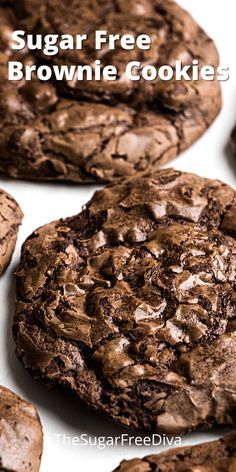 chocolate cookies with the words sugar free brownie cookies