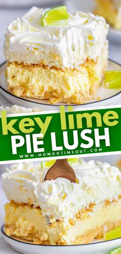 two pieces of key lime pie with whipped cream on top