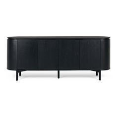 the sideboard is black and has three doors