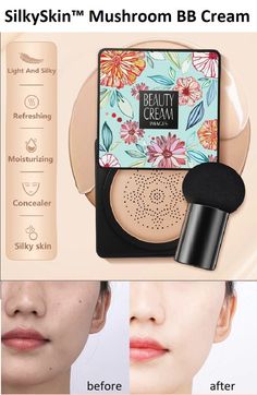 Say bye bye to the look of fine lines, blemishes, redness, and dark circles, and hello to a radiant, well rested, refreshed looking face area with SilkySkin Mushroom BB Cream Bb Foundation, Moisturizing Concealer, Well Rested, Silky Skin, Say Bye, Flawless Skin