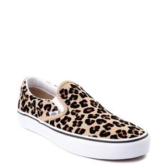 Vans Slip On Skate Shoe - Leopard | Journeys Cheetah Print Vans, Vans Design Shoes Diy, Everyday Shoes Casual, Womans Vans, Journey Shoes, Nike Slip On Sneakers, Leopard Vans, Leopard Print Vans, Leopard Slip On Sneakers