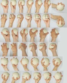 many different images of hands holding dough balls