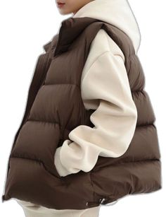 Fall Streetwear Solid Color Vest, Solid Color Fall Streetwear Vest, Fall Streetwear Vest, Casual Winter Vest Outerwear, Casual Winter Vest, Winter Cotton Vest Outerwear, Beige Winter Vest Outerwear, Brown Cotton Vest Outerwear, Khaki Winter Vest For Streetwear