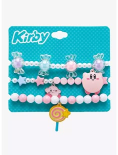 Kirby Candy Beaded Bracelet Set Kirby Bracelet, Kirby Merchandise, Kirby Items, Kirby Nintendo, Candy Bracelet, Kirby Stuff, All Candy, Xmas Wishes, Kandi Bracelets