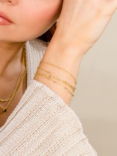 The last piece to your everyday look has to be a dainty chain bracelet. Our Double Chain Vermeil Bracelet Set features a twist chain and a classic link ball chain, both crafted from 18k gold over sterling silver. Pair this layered bracelet with the rest of your Vermeil jewelry must-haves for a timeless and luxurious look. Uncommon James, Double Chain Bracelet, Layered Bracelet, Dainty Chain, Vermeil Jewelry, Double Chain, Ball Chain, Bracelet Set, Gold Vermeil