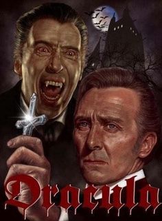 the poster for dracula starring in an animated movie, with two men holding a knife