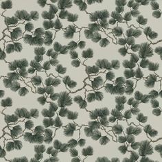 a wallpaper with green leaves and branches on it