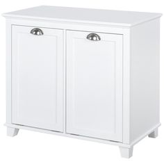 a white cabinet with two doors and one drawer