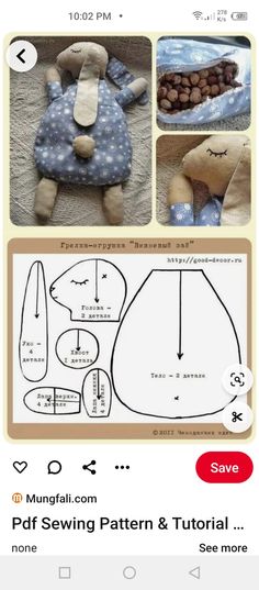 the sewing pattern has been made to look like a stuffed animal