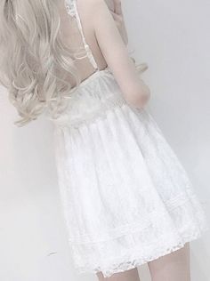 ❤︎All over lace mini dress❤︎ Short Babydoll Dress, White Punk, Short White Dress, Bow Tie Dress, 파티 드레스, Short Lace Dress, Suspender Dress, Punk Goth, Lolita Dress