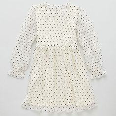 Her special occasions wardrobe will get a fun refresh with the addition of this Thereabouts A-line dress for little and big girls. It's made from white mesh with an all-over polka dot pattern and has a round neck, long sleeves, a knee length, and a hook-and-loop tape closure. Closure Type: Pullover Head, Hook & Loop TapeNeckline: Round NeckSleeve Length: Long SleeveDress Length: Knee LengthFiber Content: 100% PolyesterFabric Description: MeshLining Material: PolyesterCare: Tumble Dry, Machine Wa Hook And Loop Tape, A Line Dresses, White Mesh, Polka Dot Pattern, Plus Dresses, Girls Long Sleeve, Dress White, Kids Dress, A Line Dress