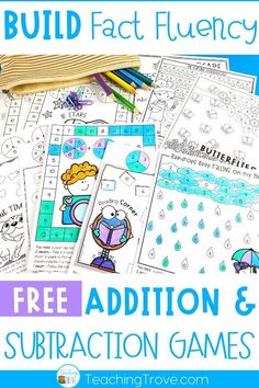 the free addition and subtraction games for kids to learn how to build fact flueny