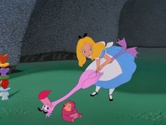 an animated image of alice and the pinkie princess with other characters in the background