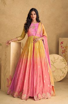 Pink Cutdana Lehenga For Eid, Pink Lehenga With Cutdana For Eid, Pink Georgette Sets With Cutdana, Pink Semi-stitched Anarkali Set For Festivals, Pink Cutdana Anarkali Set For Festivals, Pink Anarkali Set For Diwali, Pink Anarkali Set With Cutdana For Festivals, Pink Floor-length Anarkali Set With Cutdana, Pink Floor-length Cutdana Anarkali Set