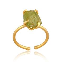 An artisanal and handmade Raw Peridot Crystal Ring with gold-filled prongs and adjustable band to fit most sizes. 18K Gold Plated over a brass base, the ring is hypoallergenic and complies to British standards for heavy metals such as nickel, cadmium and lead.     The ring will be sent packaged in a gift pouch with an info card on the healing properties of the crystal.    ~ ~ ~ ~ ~ ~ ~ ~ ~ ~ ~ ~ ~ ~ ~ ~ ~ Peridot is a crystal that works on the vibration of the higher Heart Chakra. It has a very Leo August, Crystal Peridot, Raw Peridot, Peridot Crystal, August Birthstone, Peridot Ring, Heavy Metals, Crystal Ring, Gift Pouch