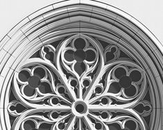 an intricately designed window in the shape of a flower ornament is shown