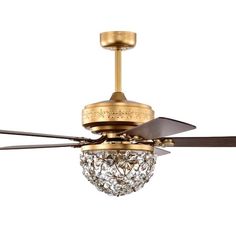 a ceiling fan with a chandelier hanging from it